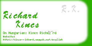 richard kincs business card